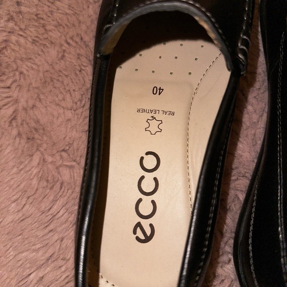 NWOT Ecco men’s black leather slip on loafers 40 6 office business casual - Picture 3 of 12